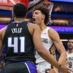 Trey Lyles was unable to get the ref’s attention after Jaxson Hayes threatened to pee on his forehead